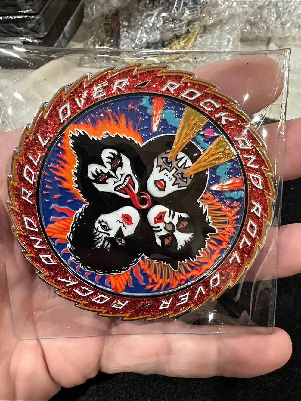 KISS Rock and Roll Over Limited Edition Belt Buckle Red & Black NWT